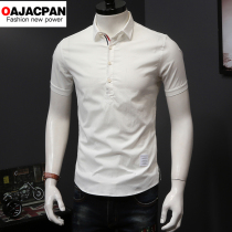 European Station 2021 summer personality pullover shirt mens short sleeve leisure business slim tide fresh shirt youth