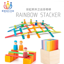 Waldorf Life Pavilion Color Da Vinci Bridge Wood Chip Balance for Childrens Educational Play Childrens Toy Building Blocks