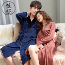 Couple nightgown Spring and Autumn long sleeve cotton autumn and winter long cotton casual mens pajamas womens bathrobe bathrobe