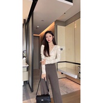  Xiaonuo Qingke this seasons womens trousers new womens knitted pants fashion all-match temperament comfortable slim-fit fight happy