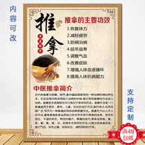 Massage health physiotherapy efficacy indications advertising stickers Chinese medicine massage advantages profile poster