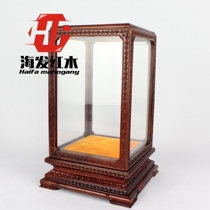 Redwood Crafts treasure cage glass cover Buddha statue display cover stone Jade display box display cover wood carving dust cover