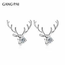 Silver pin elk earrings Christmas earrings female temperament Net red small simple 2021 New Tide Korean retro earrings