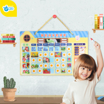 GWIZ Childrens Self-discipline Table Primary School Students Home Indoor Magnetic Sticker Early Education Cognitive Wall Time Schedule#