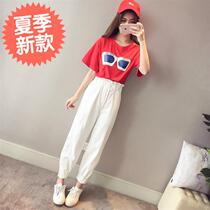  145 Petite short womens clothing 150cm spring and summer high with wild l Fashion casual student two pieces