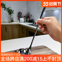 MCOKI Michael Kitchen 304 Stainless Steel Soup Spoon Home Sheng Soup Spoon Long Handle Integrated Forming Thickened Middle Horn Congee Spoon