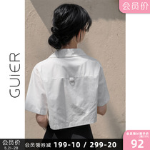 GUIER zipped short sleeve shirt female design sensation small crowdsummer slim fit short French style Dont get blouses