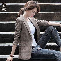 Plaid small suit jacket female Korean version 2020 spring and autumn new retro British style casual net red suit womens top