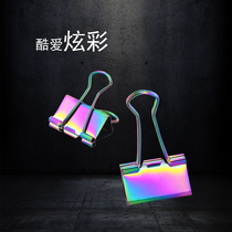 Black technology colorful series long tail clip plating cool dovetail clip office stationery color Bill clip for students