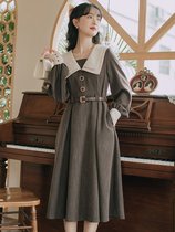 French retro long sleeve dress women spring and autumn 2021 new winter Heben skirt temperament long dress early autumn