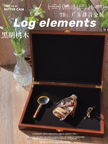 North American black walnut retro copper lock wooden velvet desktop storage collection finishing box gift box jewelry box