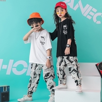 June 1 childrens street dance suit costume male hip hop girl tide summer fall shoulder short sleeve Popping comic pants