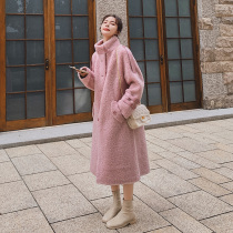 Lamb hair coat female small fragrant wind 2021 autumn and winter New long gentle wind thickened Joker coat lamb Velvet