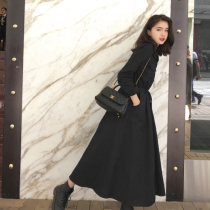 Hip skirt slim high waist heart machine small black skirt Hepburn wind long skirt foreign style big dress pop Women autumn and winter