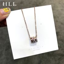 ins net red with the same big name new rose gold diamond ring color gold transfer bead necklace womens short clavicle chain necklace