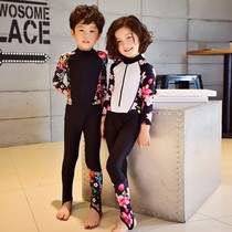 Charm Yier quick-drying diving suit childrens one-piece swimsuit long-sleeved hot spring warm-up girls swimwear boys and girls