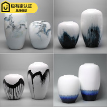 Modern new Chinese hand-painted ceramic storage cans ornaments living room TV cabinet porch decoration creative soft decorations