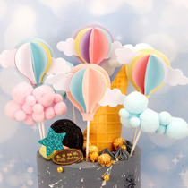 Net red hot air balloon cotton light plug-in cloud cake decoration flag girl goddess dessert table baking dress-up