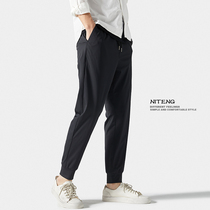 Summer Ice Silk Casual Pants Men Loose 90% Bundles Footed Pants Tide Card Speed Dry Sports Pants Male Trend Thin