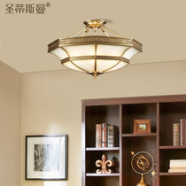  European-style all-copper simple half-chandelier Bedroom study half-ceiling household LED brass lighting lamps and lanterns