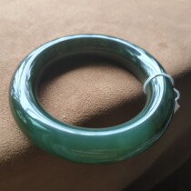 Hetian Jade old pit Jasper spinach green fat round bracelet