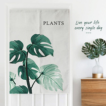 ins Nordic plant door curtain fabric art half curtain Bedroom living room decoration free hole household partition curtain wind curtain