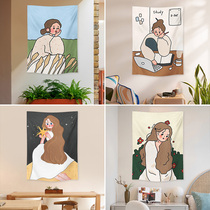 ins wind Nordic small fresh girl heart background cloth room bedroom bedside decoration hanging cloth net red tapestry