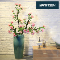 Simulation azalea tree living room Villa decoration Magnolia New Chinese vase landing cherry blossom floral set ornaments