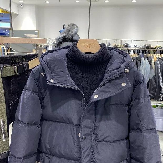 ອົງປະກອບພັດລົມ trendy casual letter handsome hooded down jacket ຂອງຜູ້ຊາຍລະດູຫນາວ thickened ເຢັນ-proof loose down jacket