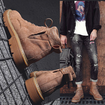 Tide brand cotton shoes high-top shoes 2019 autumn and winter New Korean trend snow boots Martin boots Mens Middle help tooling boots