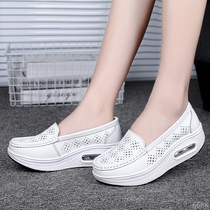 2020 spring and autumn shoes thick sponge cake wedge nv dan xie comfortable anti-slip mothers shoes white nurses shoes yao yao xie