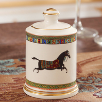 European-style toothpick container creative high-end living room dining table ceramic toothpick box household toothpick jar coffee table storage jar