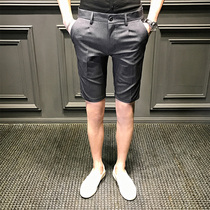 Summer Loose Shorts Youth Mens Slim Down Casual Pants High-end Business Outwear 50% Suits Shorts Cotton Medium Pants