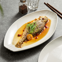 High-color rectangular steam dish for fish plate for commercial ceramic large super-large high-senior dish