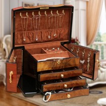 √ Premium luxury solid wood jewelry box Womens wooden piano paint European wedding gift with lock super large capacity