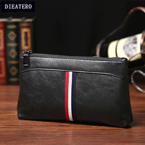 New Genuine Leather Hand Grab Bag Mens Large Capacity Mens Handbags Brands Business Pure Leather Cow Leather Thin envelope Envelope Wallet