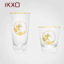 IKXO Kanagawa Surf Glass Cup Transparent Water Glass Relief Creative Birthday Gift Girls High Face Value Cups