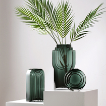 Simple solid geometry transparent glass vase ornaments living room table flower arrangement water raising big mouth flower Ware soft decoration