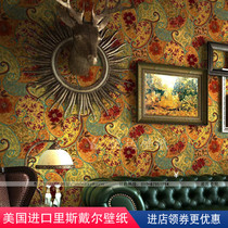 American imported paper wallpaper retro nostalgic Bohemia beautiful personality living room bedroom living room background wallpaper