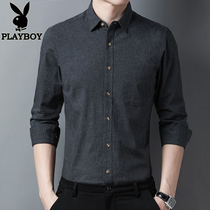 Playboy long sleeve shirt male Cotton Spring and Autumn middle-aged men Business Leisure cotton shirt father jacket