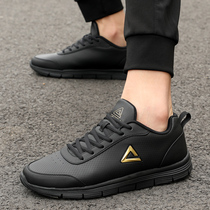 Pike running shoes mens shoes 2022 autumn and winter light mens black leather face casual shoes Waterproof Sneakers