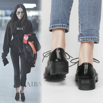 Tide Cards Small Leather Shoes Women Inglust Style 2022 New Spring Autumn Season Retro 100 Hitchhiking Brooch Coarse Heel Lace Single Shoes