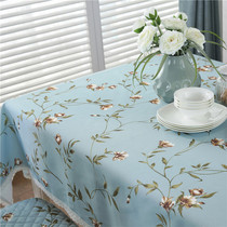 Dining table cloth chair cover tablecloth fabric waterproof anti-hot oil household cotton linen hipster rectangular table cloth tea table mat