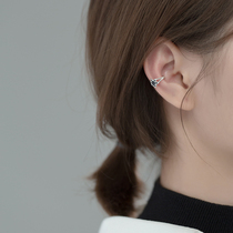 Love Rocky S925 silver six-star ear clip female Korean fashion personality Black Star ear clip without earrings female