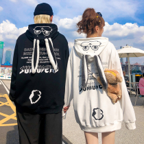 Autumn and winter cute couple ins velvet thickened rabbit ears hooded sweater mens and womens fashion brand trend jacket