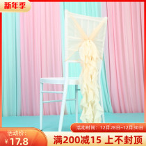 New horsetail chair back Knot chair back yarn slub chair back yarn wedding chair cover lawn wedding outdoor wedding chair back