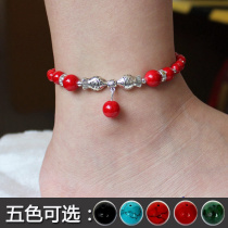 Factory direct sales small gift foot jewelry Yunnan Tibet Tibetan silver turquoise kissing fish anklet lover gift JL022