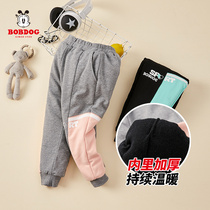 Babu Bean Child Clothing Girl Clip Cotton Pants Winter New Thickened Warm Casual Sports Long Pants Children Pants Tide