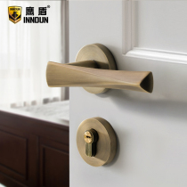 Eagle shield bedroom door lock indoor Nordic silent room door lock solid wood door handle yellow bronze home type magnetic lock