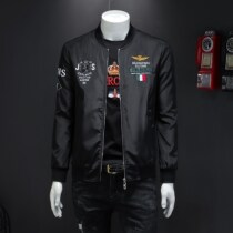Baseball collar black embroidered mens jacket 2022 New spring and autumn season trends 100 hitch pilot uppie jacket